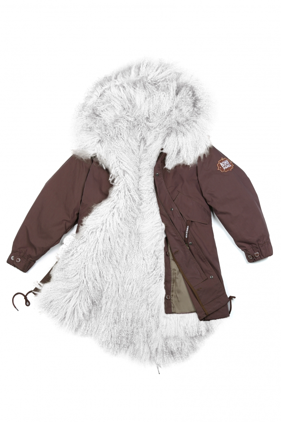 Куртка с подстежкой из меха ламы  brown