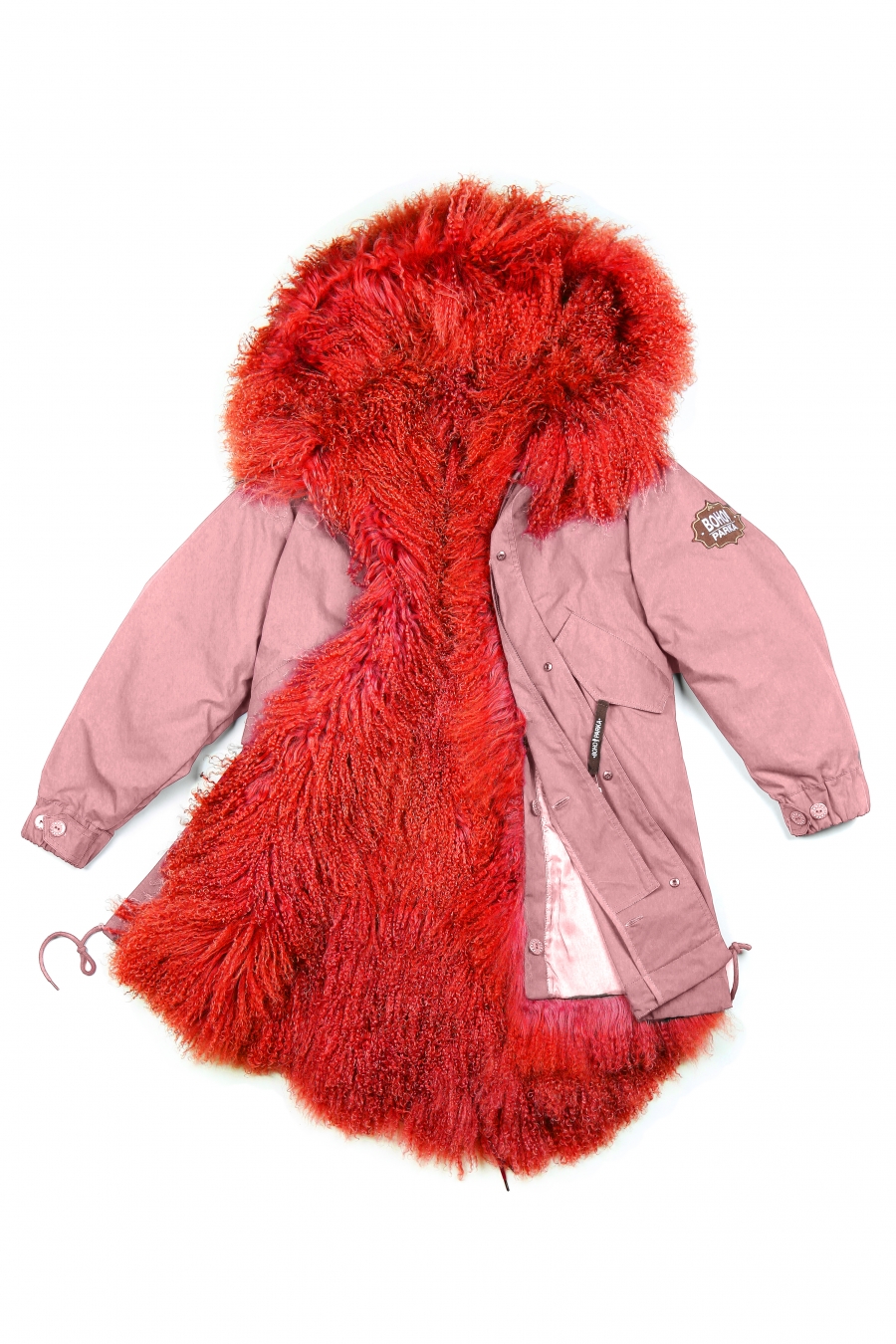 Куртка с подстежкой из меха ламы  pink