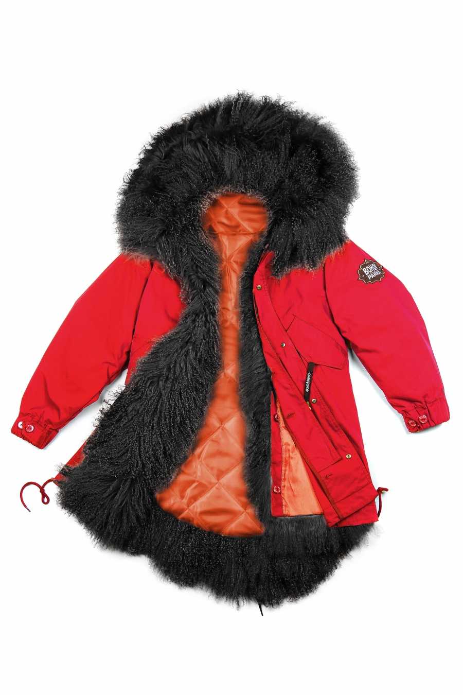Куртка с подстежкой из утеплителя и отделкой из ламы  Red